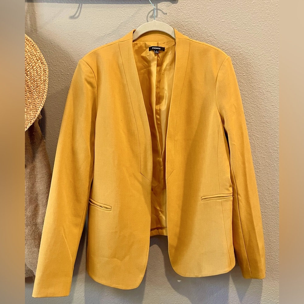 Premise Gold Mustard Yellow Women’s Blazer Jacket Size 8